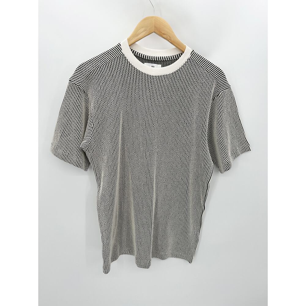 BP Shirt Women XXS NWT Black White Stripe Crew T-Shirt Tee Minimal Oversized